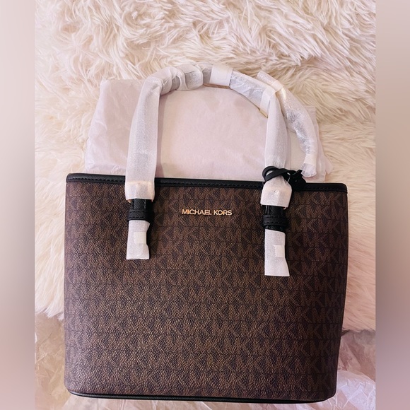 NWT Michael Kors Jet Set Travel Extra-Small Logo Top-Zip Tote Bag - Picture 5 of 7